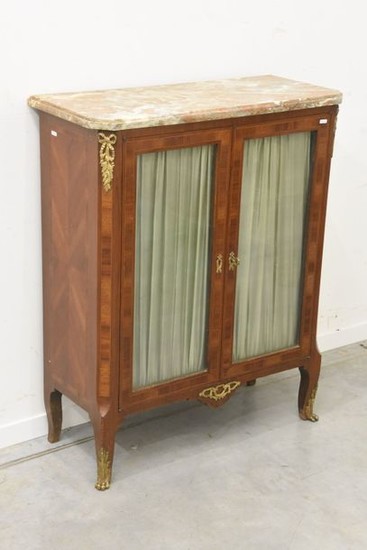 Louis XVI two-door marquetry display cabinet with gilt...
