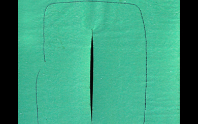 Lucio Fontana ( Rosario 1899 - Comabbio 1968 ) , "Concetto spaziale" 1959 ballpoint pen and slash on green tinfoil cm 12x9.5 Signed and titled 59 lower right (From C....