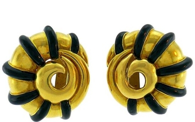 M. Cooperman Enamel Yellow Gold Snail Earrings Clip-On