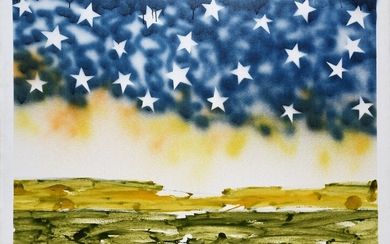 MARIO SCHIFANO (1934-1998) Paesaggio anemico con stelle, circa 1979-1981 Technique mixte sur toile Signée en...