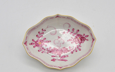 MEISSEN, SMALL BOWL “INDIAN PURPLE”, 1. WAHL, WITH GOLD RIM, 20TH CENTURY.