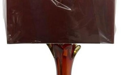 MID-CENTURY MODERN SWUNG ART GLASS VASE TABLE LAMP