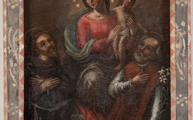 Maestro del XVII secolo Madonna con bambino e Santi cm...