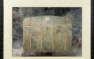 Madrid-Baule, acquarello su carta, cm 35,5x50, entro cornice, Pedro Cano (Blanca, 1944)