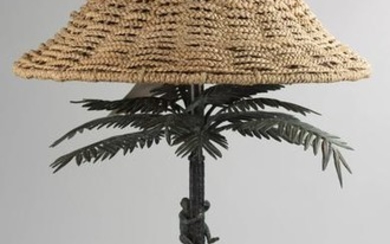 Maitland Smith bronze table lamp w/ monkeys