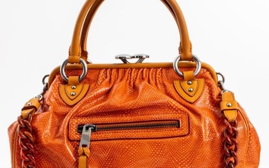 Marc Jacobs Orange Snakeskin Leather Handbag