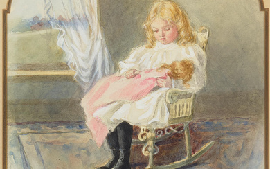 Marion Kavanagh Wachtel (1876-1954) Little Girl with Her Doll sight...