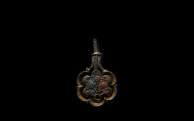 Medieval Gilt Bronze Knight's Heraldic Horse Harness Pendant with Thistle