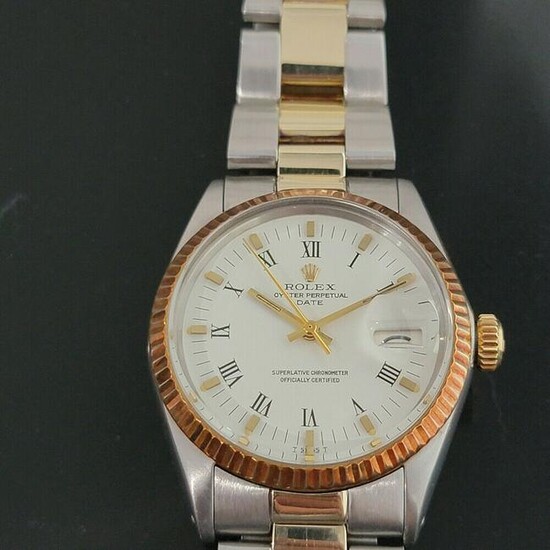 Mens Rolex Oyster Perpetual Date 1500 35mm Gold ss