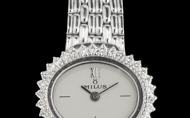 Millus, montre-bracelet ovale à quartz sertie de diamants (total env. 0,3 ct)
