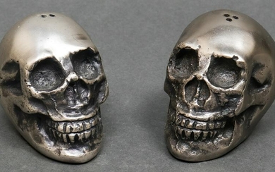 Modern Cast Metal Skull Form Salt & Pepper Shakers
