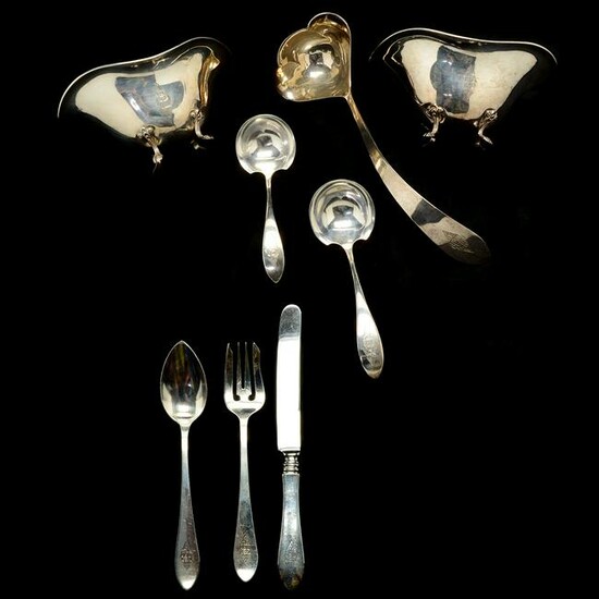 Modernist Sterling Silver Flatware and Two Towle Gravy
