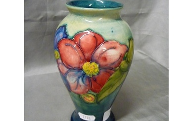Moorcroft Pottery Vase - Clematis Pattern, approx 18cm tall.