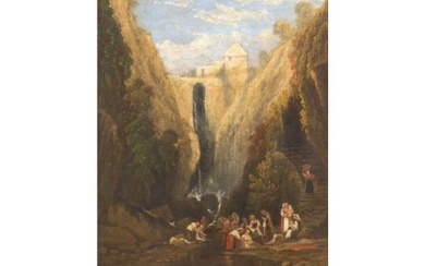 Muller, William, James (John) (1812 Bristol-1845 ebda.) "Wasserfälle von Tivoli", Öl/Holz, sign. u.