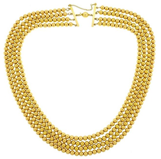 Multi-Strand Yellow Gold Bead NECKLACE 1960s
