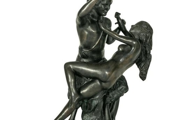 Neoclassical Bronze Nude Nymph Pan Satyr Sculpture