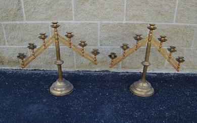 Nice older pair of 7 light church candelabra + +