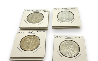 Nine U.S. Silver Half Dollar Coins