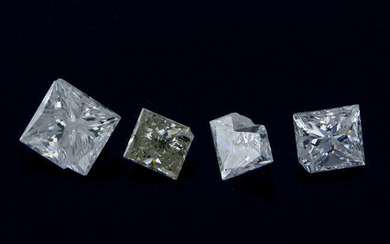 Nine square shape diamonds, total weight 1.18cts.