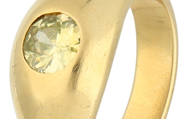No reserve - 14K Geelgouden solitair ring bezet met ca. 0.55 ct. light fancy yellow diamant.