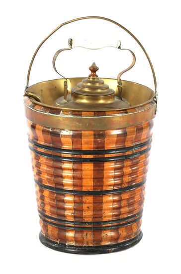 (-), Walnut 19th century bucket with copper liner...