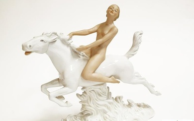Nude Riding The Horse, A German Wallendorf Figurine