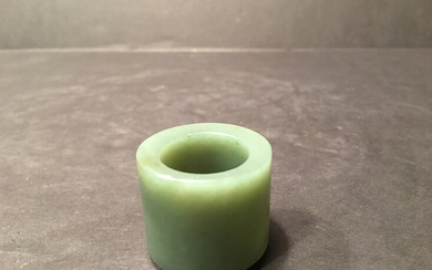 OLD CHINESE Green Jade Archor Thumb RING, 1 1/8" H x 1" W