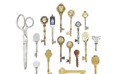 ONE 9 CARAT GOLD, SEVEN SILVER-GILT AND TWO SILVER PRESENTATION KEYS, VARIOUS MAKERS, LONDON AND BIRMINGHAM, 1936-1957