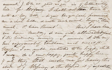 Opie (Amelia) 7 Autograph Letters signed, 1814 - 39, conversational letters to her cousin Thomas John Alderson & Mrs Carr; 4 Autograph Poems signed, manuscript, 1816-29; and a quantity of others, including manuscript notes and correspondence from her...