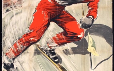Original 1930s French Ski Travel Poster Mont Revard
