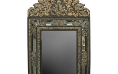 Ornate Copper Relief Beveled Glass Mirror