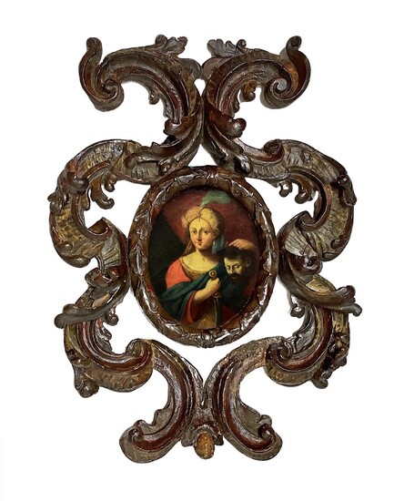 Ovale raffigurante Giuditta con testa di Oloferne, Fine 17° / 18° secolo