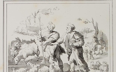 P. JOURDY (*1805) after VOS (*1532), Shepherds in the countryside, around 1850, Lithography