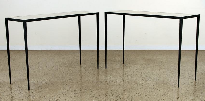 PAIR JEAN-MICHEL FRANK STYLE IRON CONSOLE TABLES