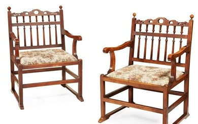 PAIR OF WALNUT NORTH COUNTRY 'DRUNKARDS' CHAIRS 18TH