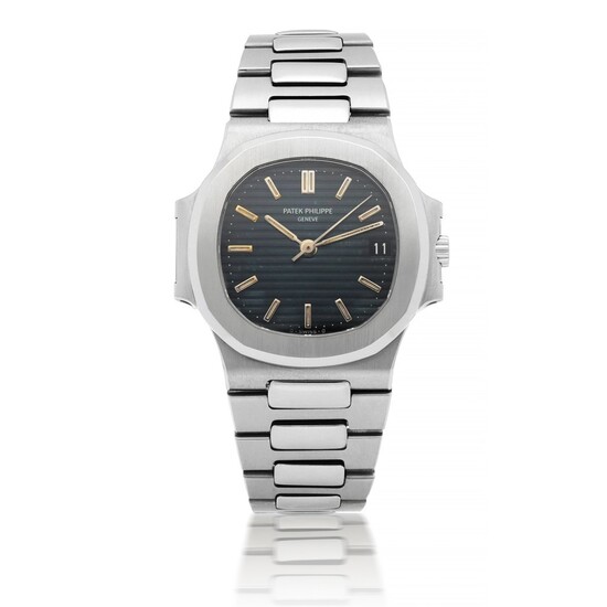 PATEK PHILIPPE | NAUTILUS, REF 3800/1 STAINLESS STEEL WRISTWATCH WITH DATE AND BRACELET MADE IN 1987