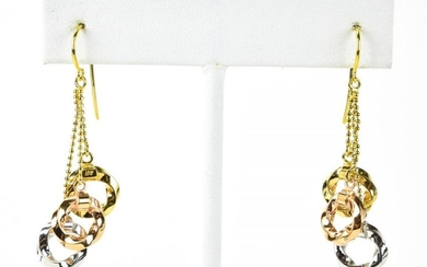 Pair 14kt Tri Color Gold Dangle Earrings