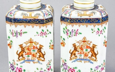 Pair Chinese Export Famille Rose Coat of Arms Jars