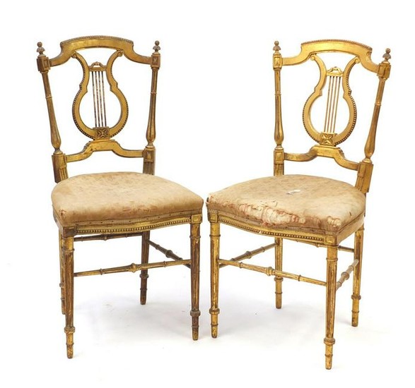 Pair of 19th century French Louis XVI style gilt wood