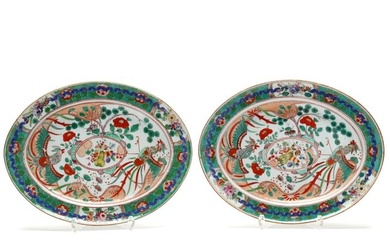 Pair of Chinese Export Porcelain Famille Verte Platters