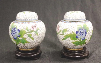 Pair of Chinese cloisonne lidded ginger jars