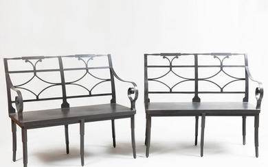 Pair of Contemporary Neoclassical Style Steel Benches