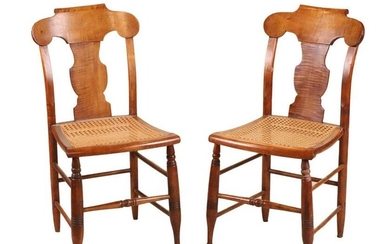 Pair of Empire Maple Caned Seat Side Chairs