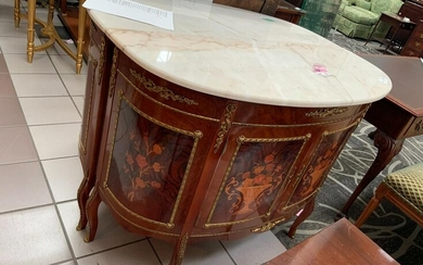 Pair of Fancy Inlaid Italian Style Commodes