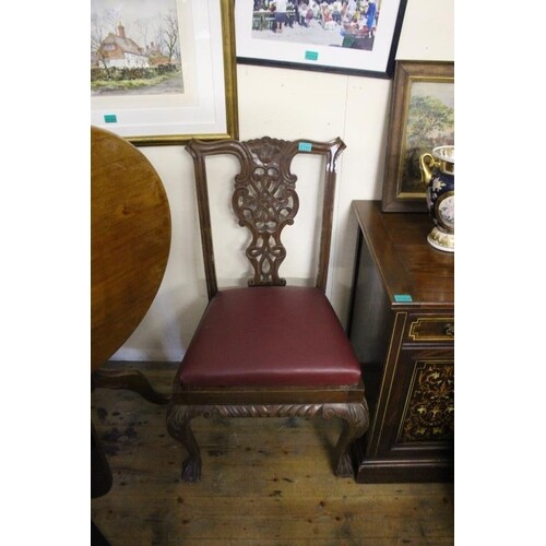 Pair of Georgian Revival Mahogany Occasional Chairs in Chipp...