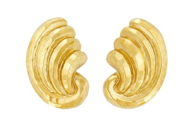 Pair of Hammered Gold Earclips