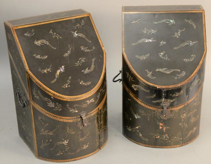 Pair of Japanese export Nagasaki lacquered knife boxes