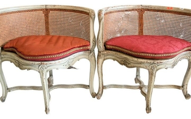 Pair of Louis XV Style Chairs, having cane back and