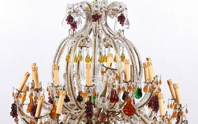 Pair of Venetian Colored Glass Chandeliers