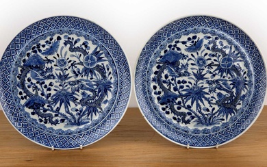 Pair of blue and white porcelain plates Chinese, 19th Century...